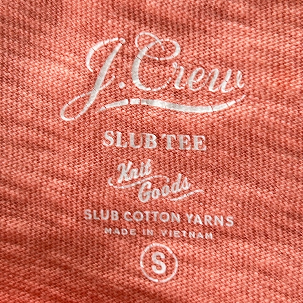 J Crew Slub Tee w Vented 3/4 Sleeves. Peach  Color Size S w MEASUREMENTS Cotton - Picture 3 of 9